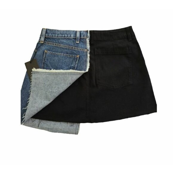 HUDSON Skirt Womens 27 Jeans Split Jean Denim Blue Black Mini Skirt $225 New - Picture 7 of 9